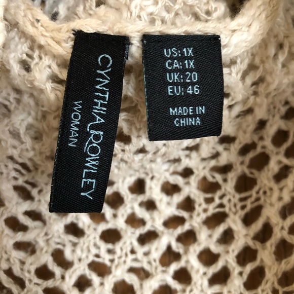 Cynthia Rowley Long Sweater Open Knit Beige Cardigan w/hood One Size - Picture 6 of 8